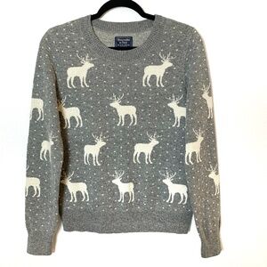 Abercrombie & Fitch Reindeer Sweater M Gray Wool Alpaca Blend